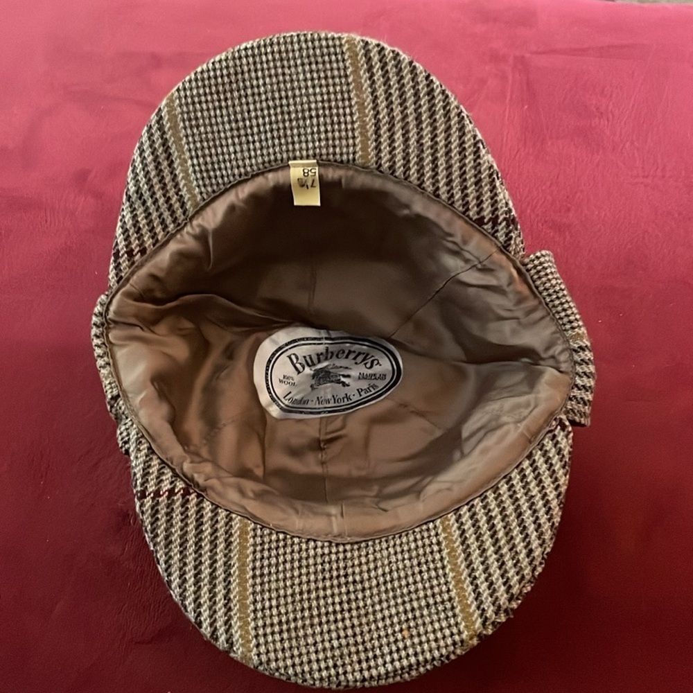 Authentic Burberry Vintage 1940'S Sherlock Holmes Wool Hounds Tooth HAT 7 1/8 - Picture 2 of 6